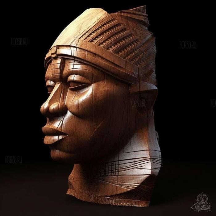 asaro head 3d 4 stl model for CNC